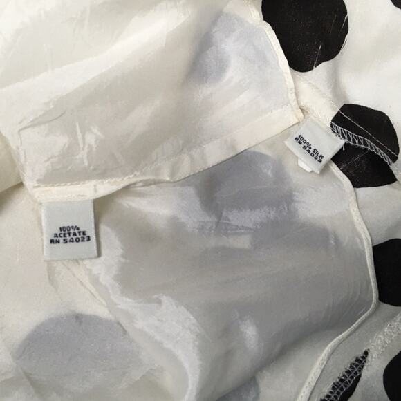 Banana‎ Republic Wrap Dress 100% Silk White Brown Polka Dot Cap Sleeve Women's 0 - Picture 11 of 16